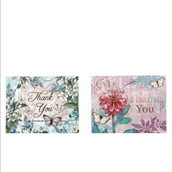 Pooch & Sweetheart 5 Assorted Thank You Blank Cards ~ Floral Butterflies (91276) - Picture 2 of 4
